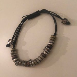 Adjustable Beaded Black Bracelet